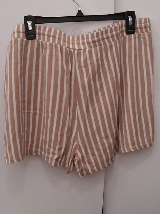 No Boundaries Tan and White Striped High Waist Drawstring Shorts Size XXL - Picture 3 of 9